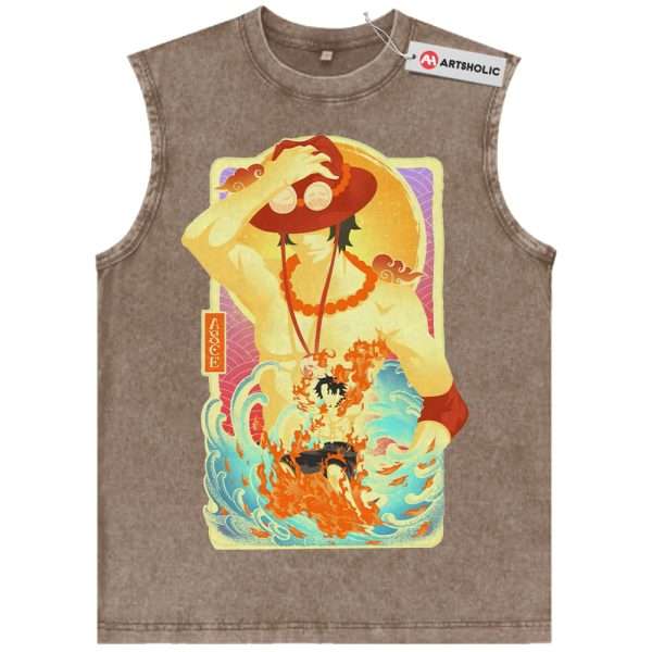 Portgas D Ace Tank Top, One Piece Tank Top, Anime Tank Top, Vintage Tank Top