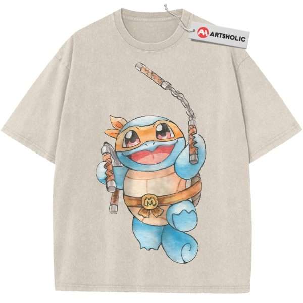 Squirtle x Michelangelo Shirt, Pokemon shirt, , Anime Shirt, Vintage Tee - Apricot, L