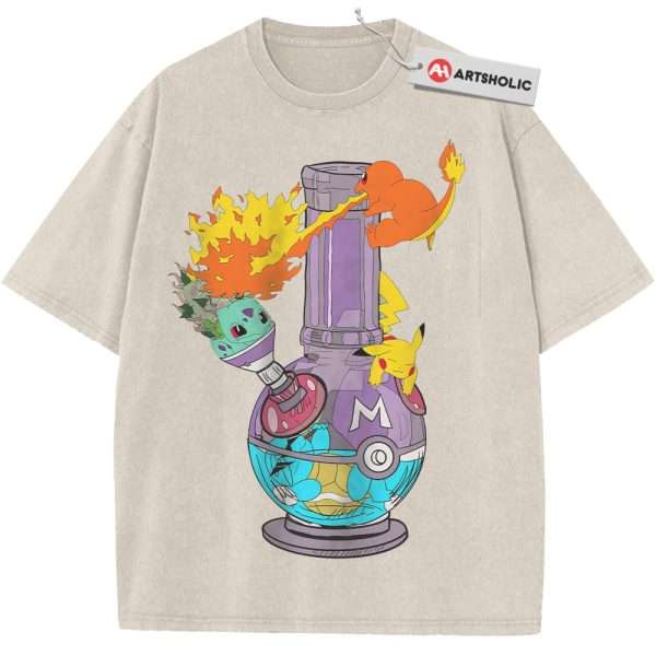 Pikachu Shirt, Squirtle Shirt, Charmander Shirt, Bulbasaur Shirt, Pokemon shirt, Anime Shirt, Vintage Tee - Apricot, L