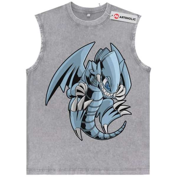 Blue Eyes Toon Dragon Tank Top, Anime Tank Top, Vintage Tank Top - Gray, 2XL