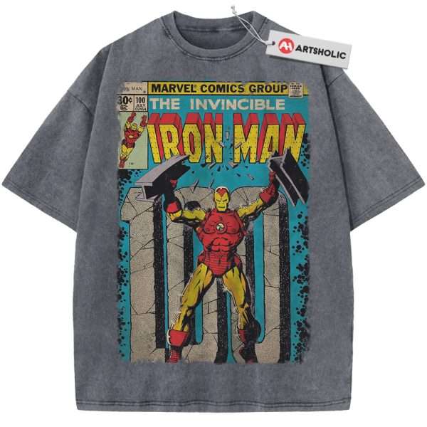 Iron Man Shirt, Marvel Comics Shirt, Vintage Tee - Grey, L