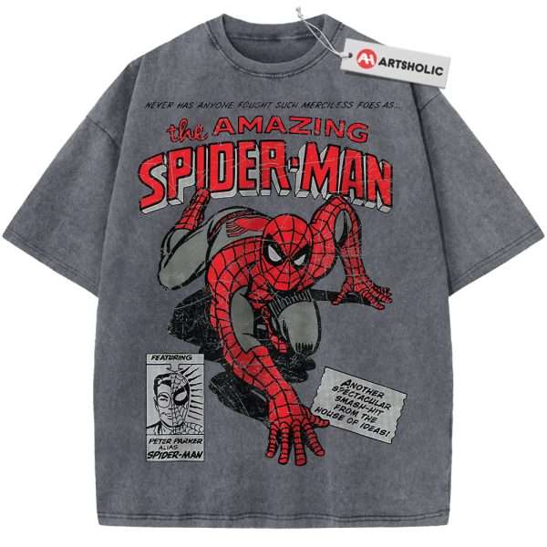 Spider-Man Shirt, Marvel Comics Shirt, Vintage Tee - Grey, XL