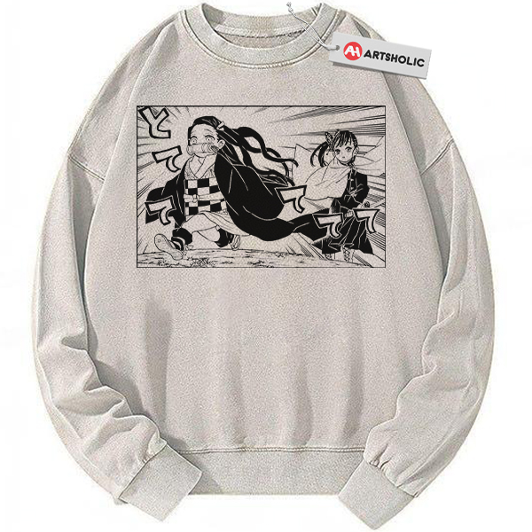 Nezuko vs Kanao Sweatshirt, Demon Slayer Sweatshirt, Anime Sweatshirt, Vintage Sweatshirt