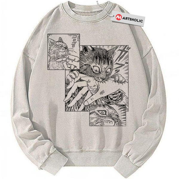 Junji Ito’s Cat Diary: Yon & Mu Sweatshirt, Junji Ito Sweatshirt, Horror Anime Sweatshirt, Vintage Sweatshirt