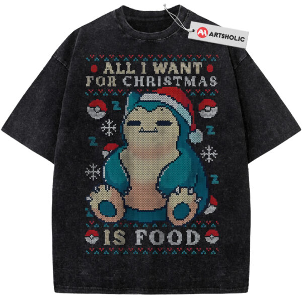 Snorlax Shirt, Pokemon Shirt, PKM Shirt, Christmas Shirt, Anime Shirt, Vintage T-Shirt - Black, 2XL