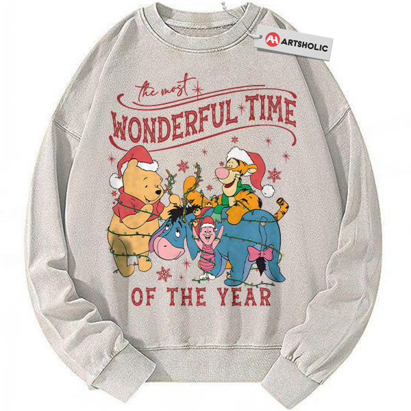 Winnie-the-Pooh Sweatshirt, Christmas Sweatshirt, Animated Sweatshirt, Vintage Sweater