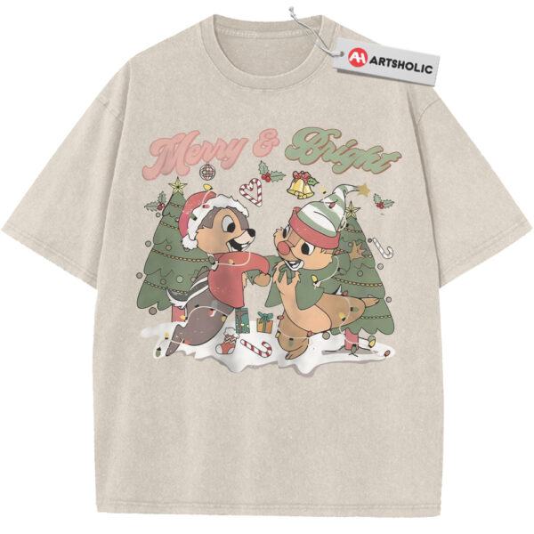 Chip and Dale Shirt, Merry & Bright Shirt, Christmas Shirt, Animated Shirt, Vintage Tee