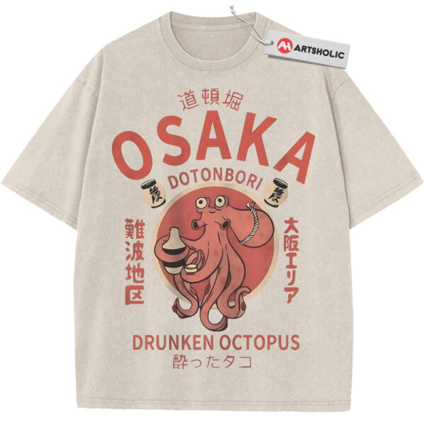 Osaka Dotonbori Drunken Octopus Shirt, Japanese Streetwear Shirt, Vintage T-Shirt